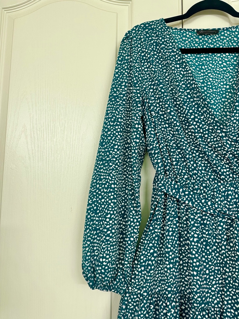 PrettyGarden Women Dark Green Polyester V Neck Long Sleeve Floral Maxi Dress S - Picture 4 of 13